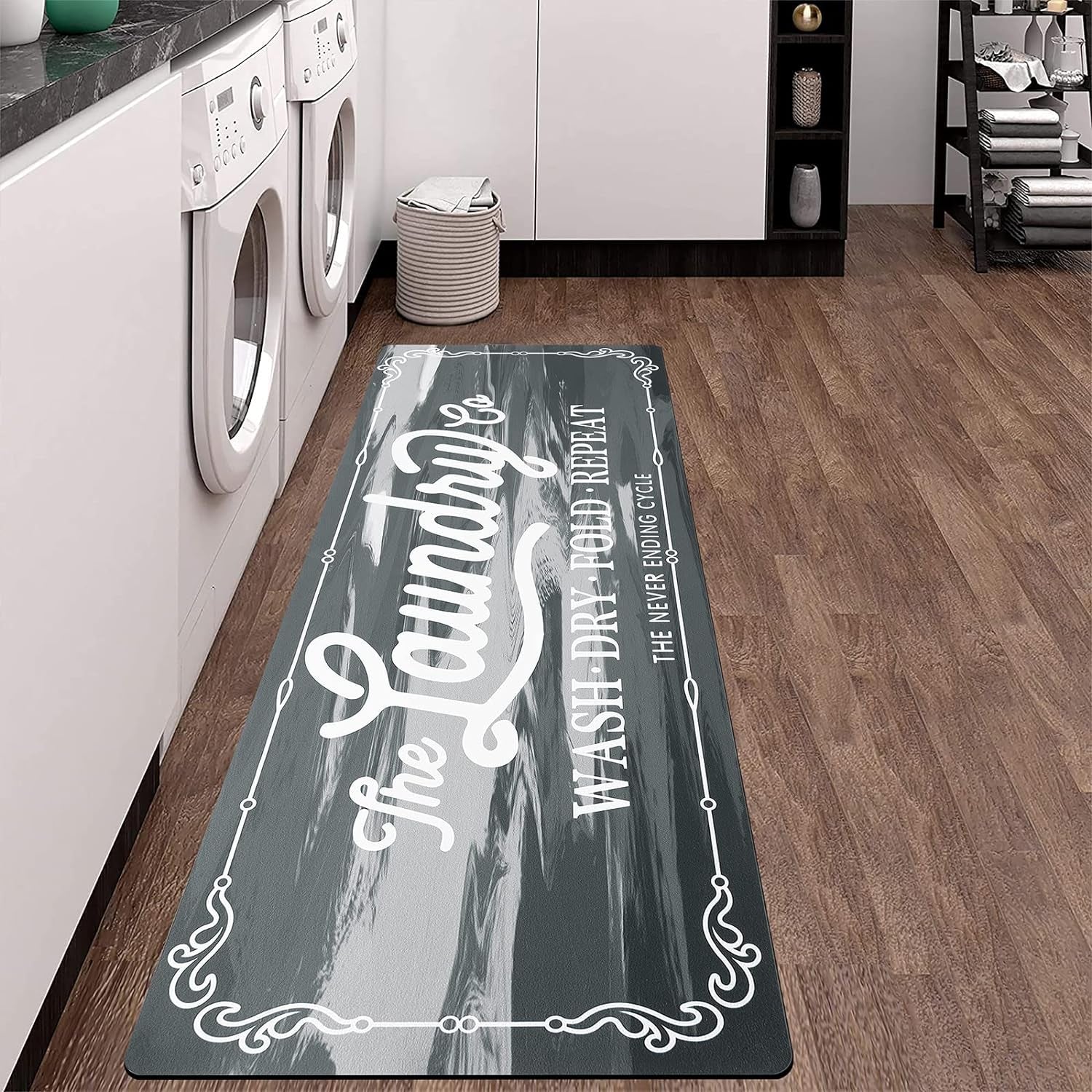 Waterproof Laundry Room Rug Runner 20"x48" – Non-Slip Washable Floor Mat for Kitchen & Bathroom