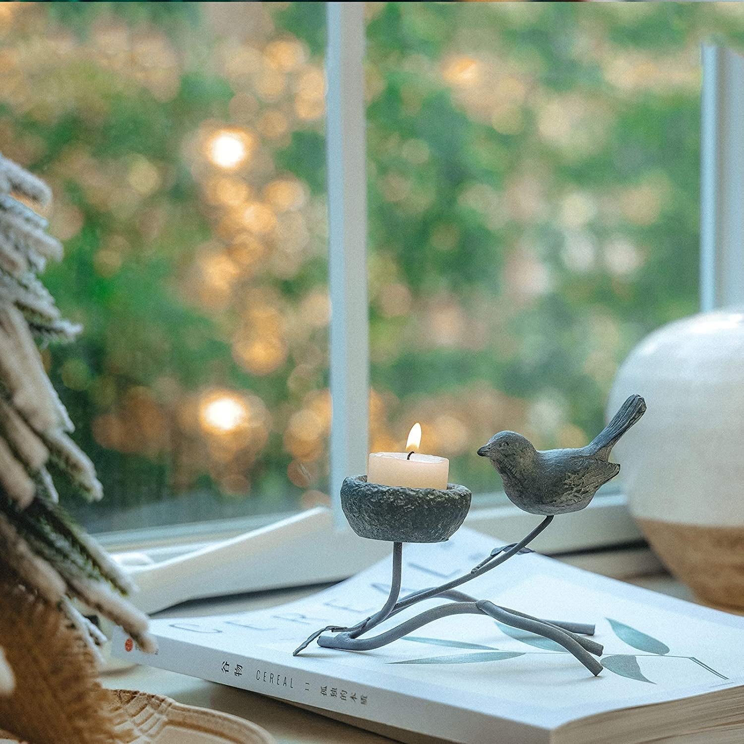 Vintage Bird & Nest Votive Candle Holder