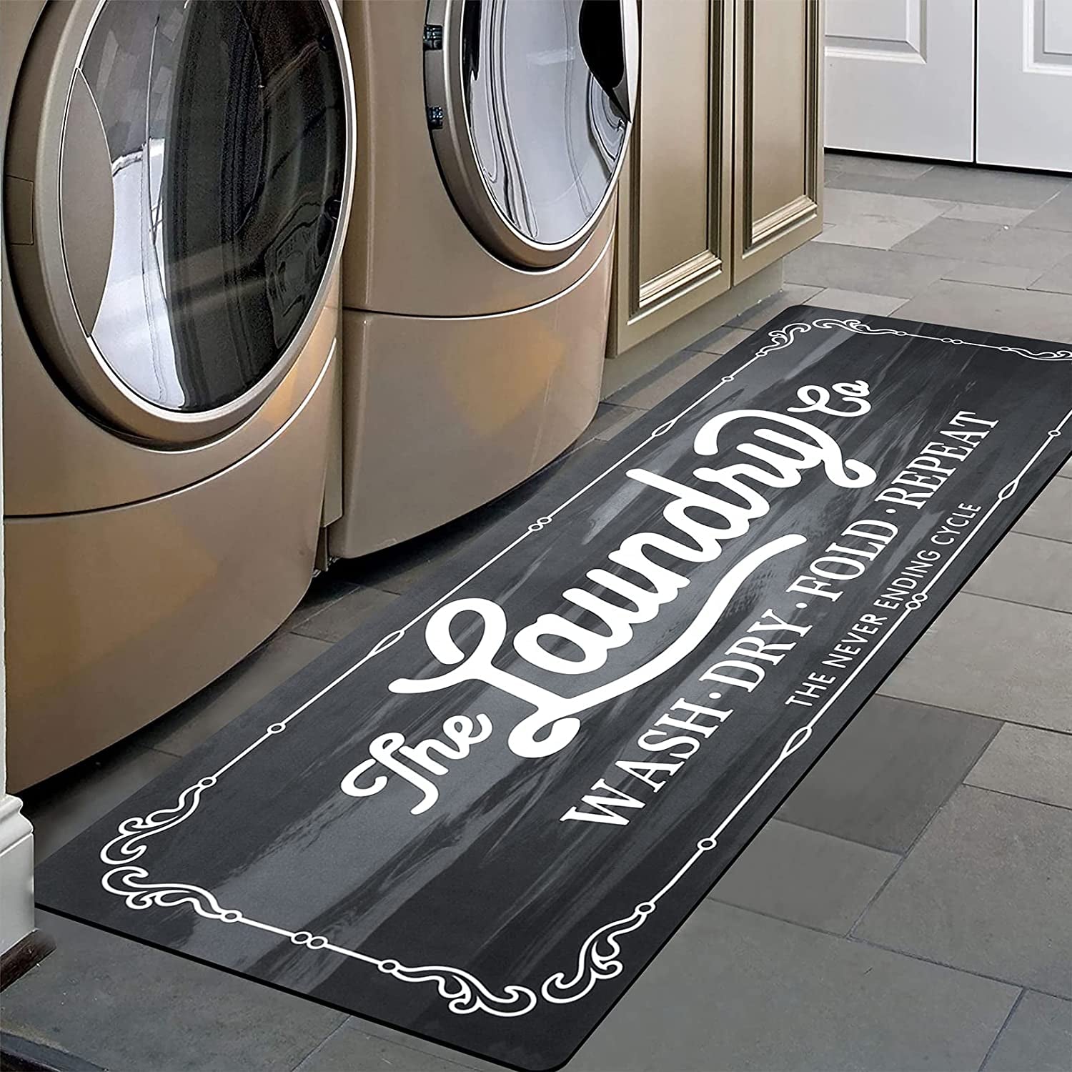 Waterproof Laundry Room Rug Runner 20"x48" – Non-Slip Washable Floor Mat for Kitchen & Bathroom