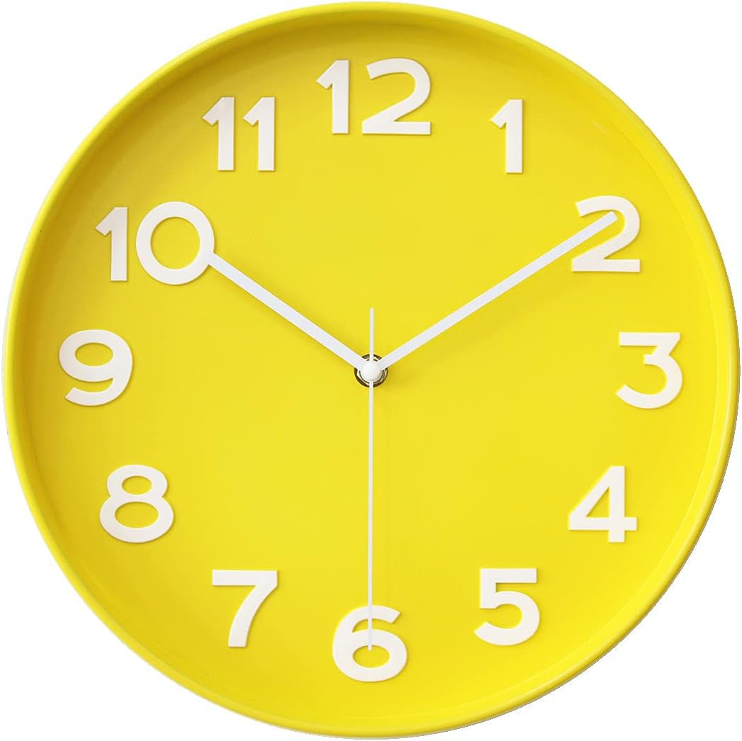 Silent Wall Clock for Living Room, Bedroom & Office – 12" Non-Ticking Battery Clock