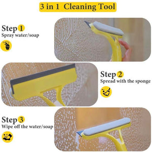 3-in-1 Window Cleaning Tool – Spray Squeegee & Scraper for Glass, Mirrors & Shower Doors