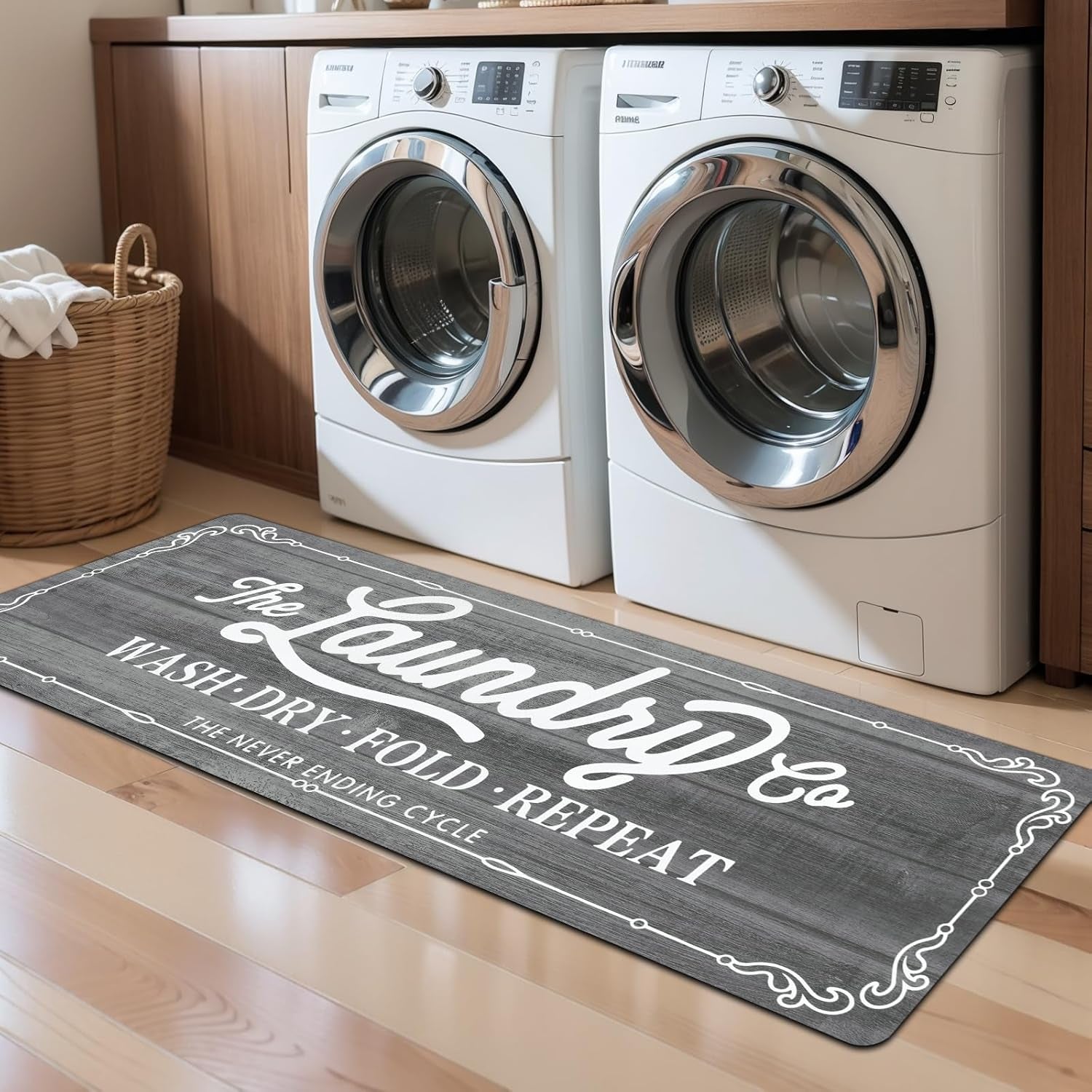 Waterproof Laundry Room Rug Runner 20"x48" – Non-Slip Washable Floor Mat for Kitchen & Bathroom