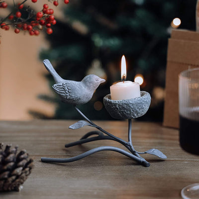 Vintage Bird & Nest Votive Candle Holder