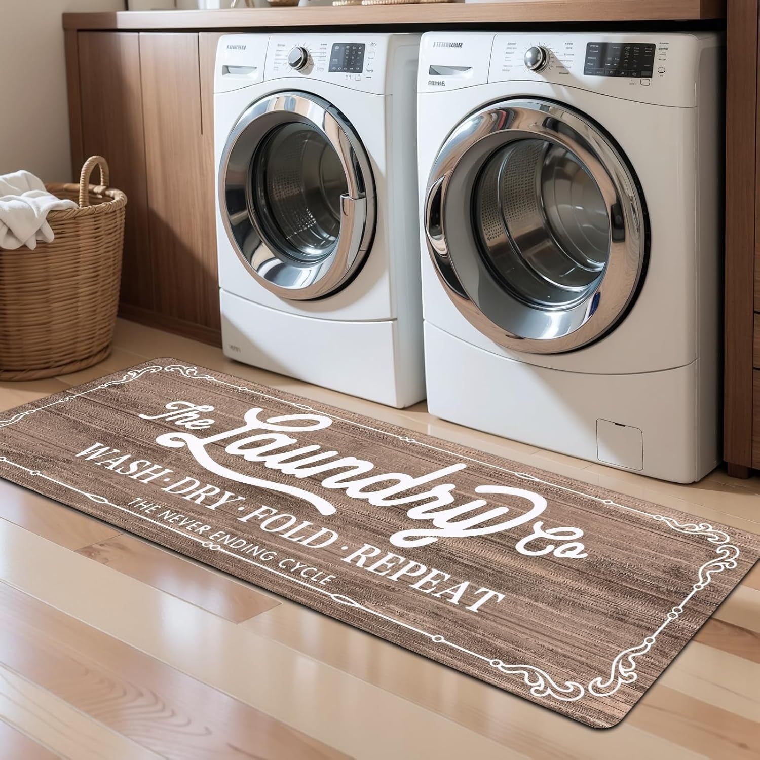 Waterproof Laundry Room Rug Runner 20"x48" – Non-Slip Washable Floor Mat for Kitchen & Bathroom