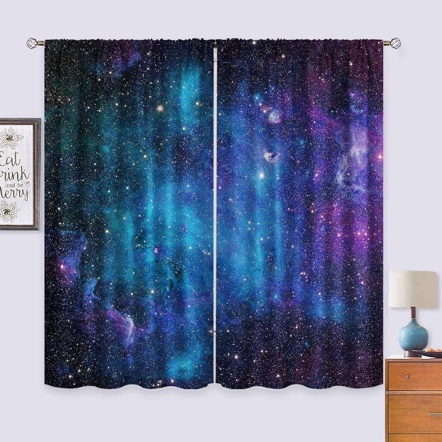 Kids Galaxy Outer Space Curtains 42x63 Inch – 2 Panels