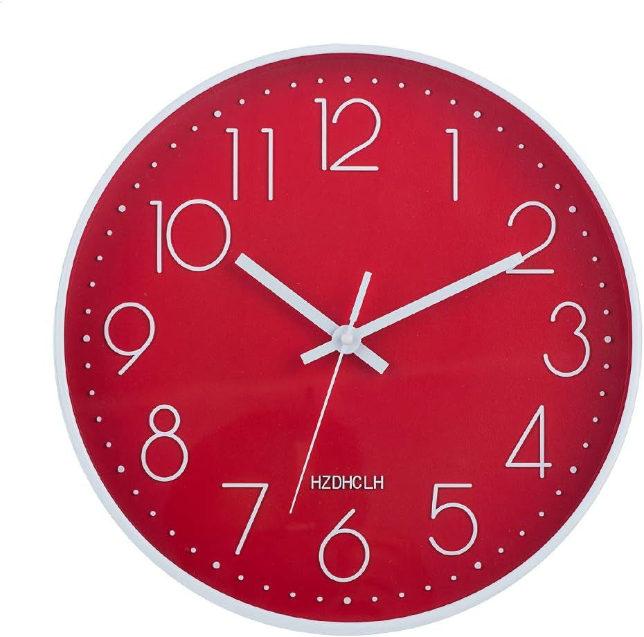 Silent Wall Clock for Living Room, Bedroom & Office – 12" Non-Ticking Battery Clock