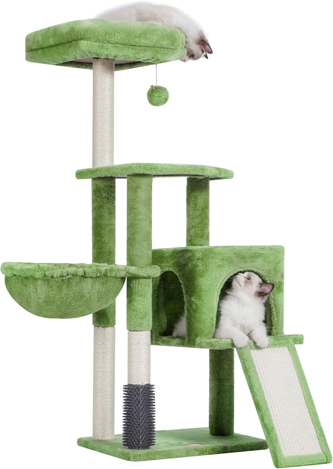 Cat Tree Tower with Self Groomer & Cozy Condo for Indoor Cats
