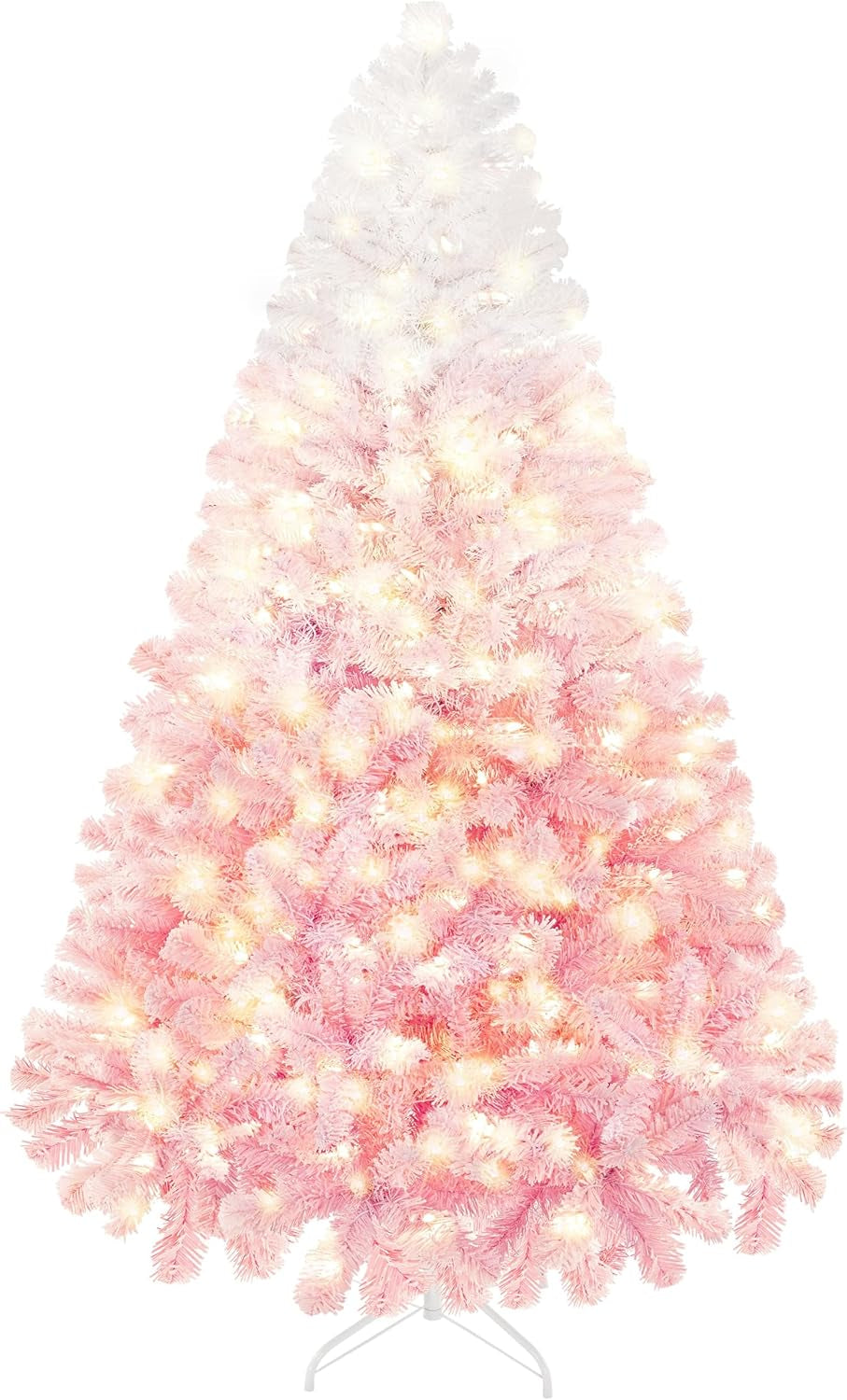 4.5Ft Snow Flocked Pre-Lit Christmas Tree with 150 Warm White Lights & Foldable Metal Stand