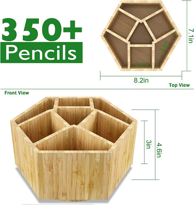 Bamboo Rotating Art Supply Organizer