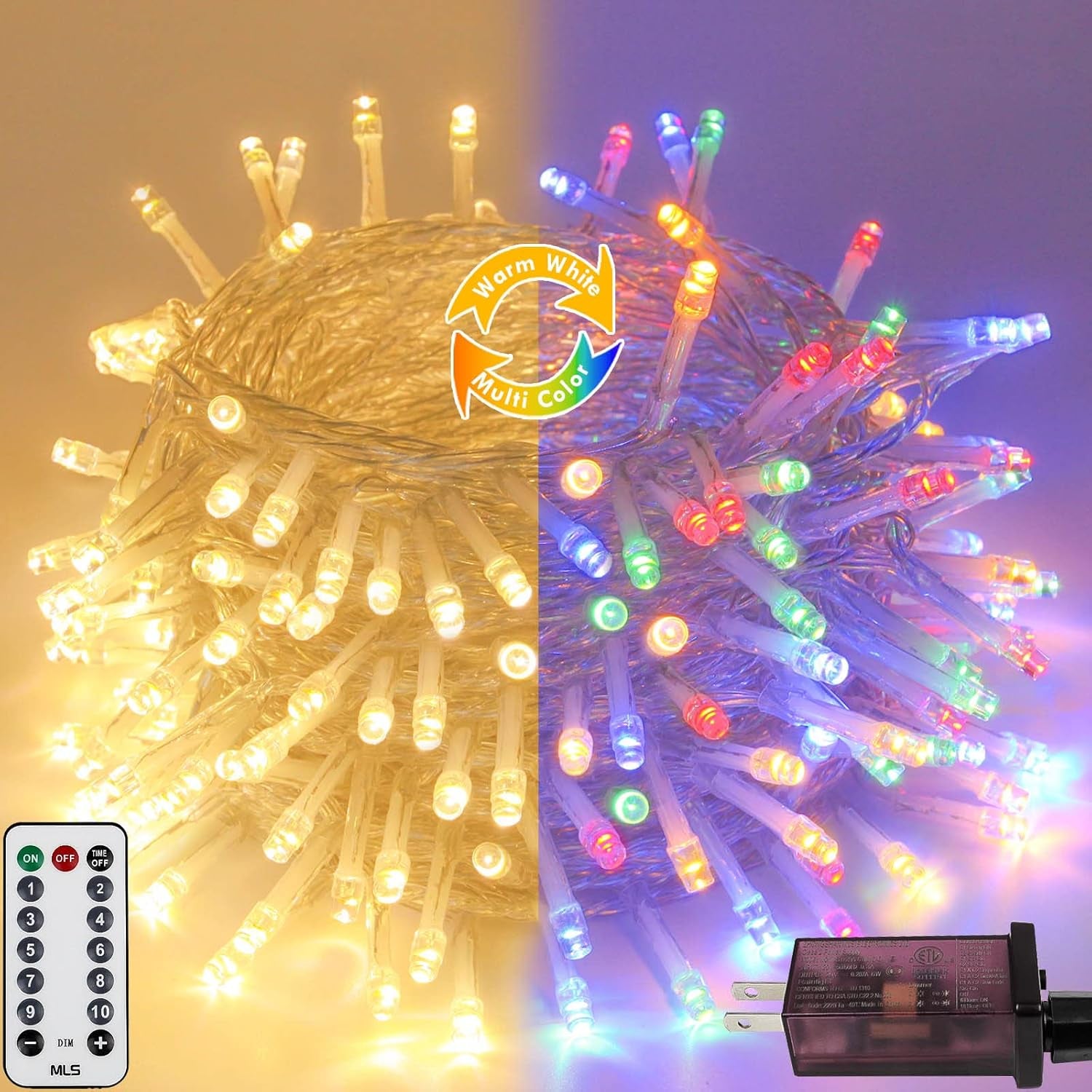 200 LED Warm White Christmas String Lights – 66FT Waterproof with Timer & 13 Modes