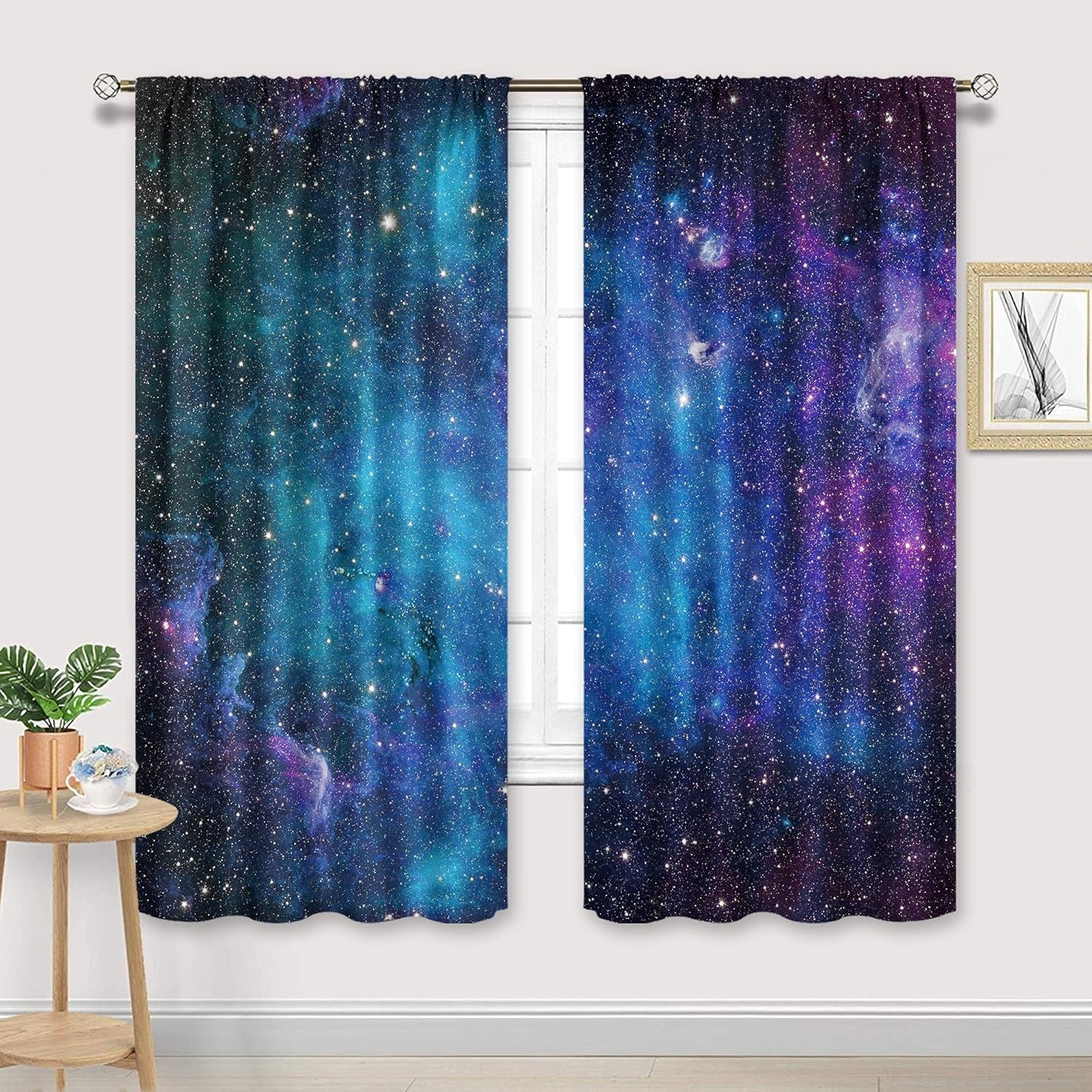 Kids Galaxy Outer Space Curtains 42x63 Inch – 2 Panels
