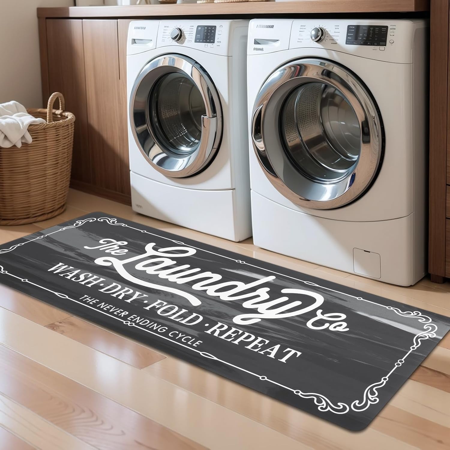 Waterproof Laundry Room Rug Runner 20"x48" – Non-Slip Washable Floor Mat for Kitchen & Bathroom