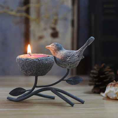 Vintage Bird & Nest Votive Candle Holder