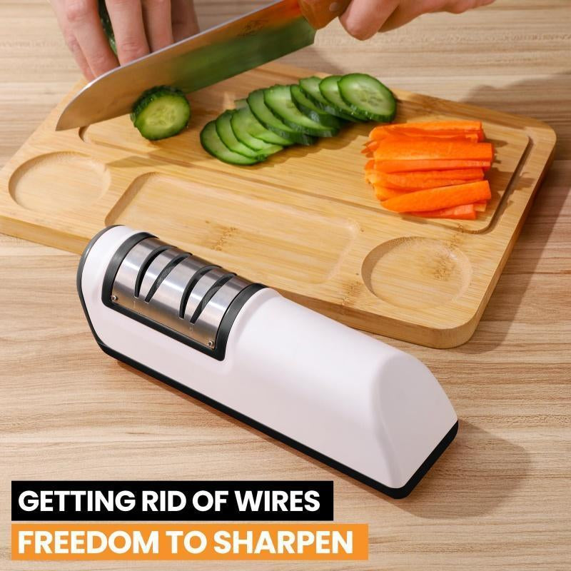 Electric Knife Sharpener, Metal Knife Sharpener, USB Rechargeable, Household Knife Sharpener for Kitchen, Kitchen Gadgets, Home Essentials Kitchen Accessories, Kitchenware, Kitchen Items, Sharpening Tool, Gifts for Mums
