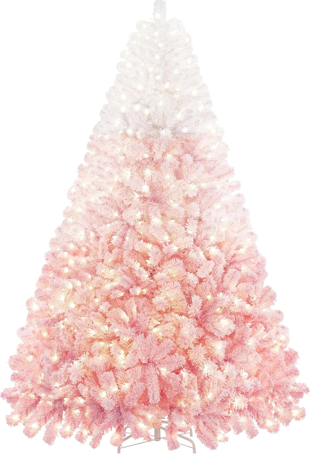 4.5Ft Snow Flocked Pre-Lit Christmas Tree with 150 Warm White Lights & Foldable Metal Stand