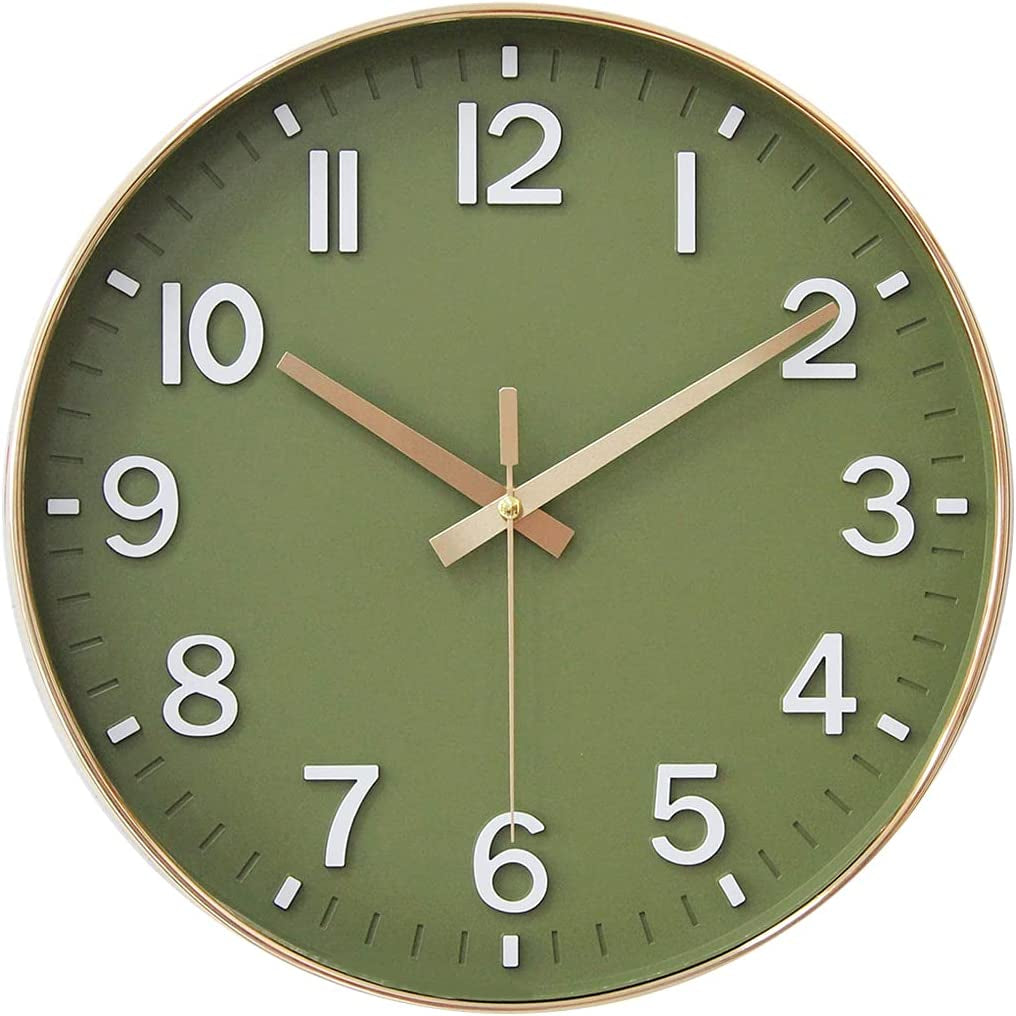Silent Wall Clock for Living Room, Bedroom & Office – 12" Non-Ticking Battery Clock