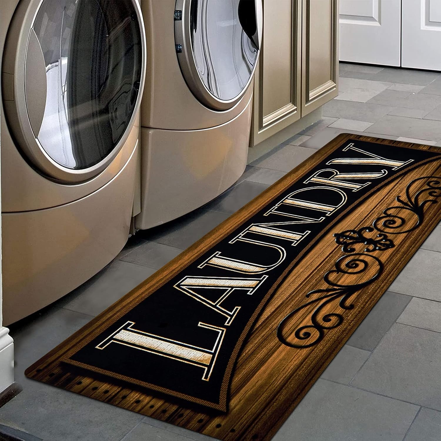 Waterproof Laundry Room Rug Runner 20"x48" – Non-Slip Washable Floor Mat for Kitchen & Bathroom
