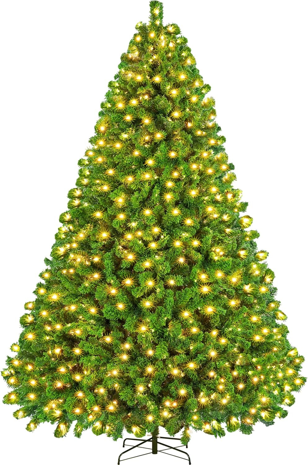 4.5Ft Snow Flocked Pre-Lit Christmas Tree with 150 Warm White Lights & Foldable Metal Stand