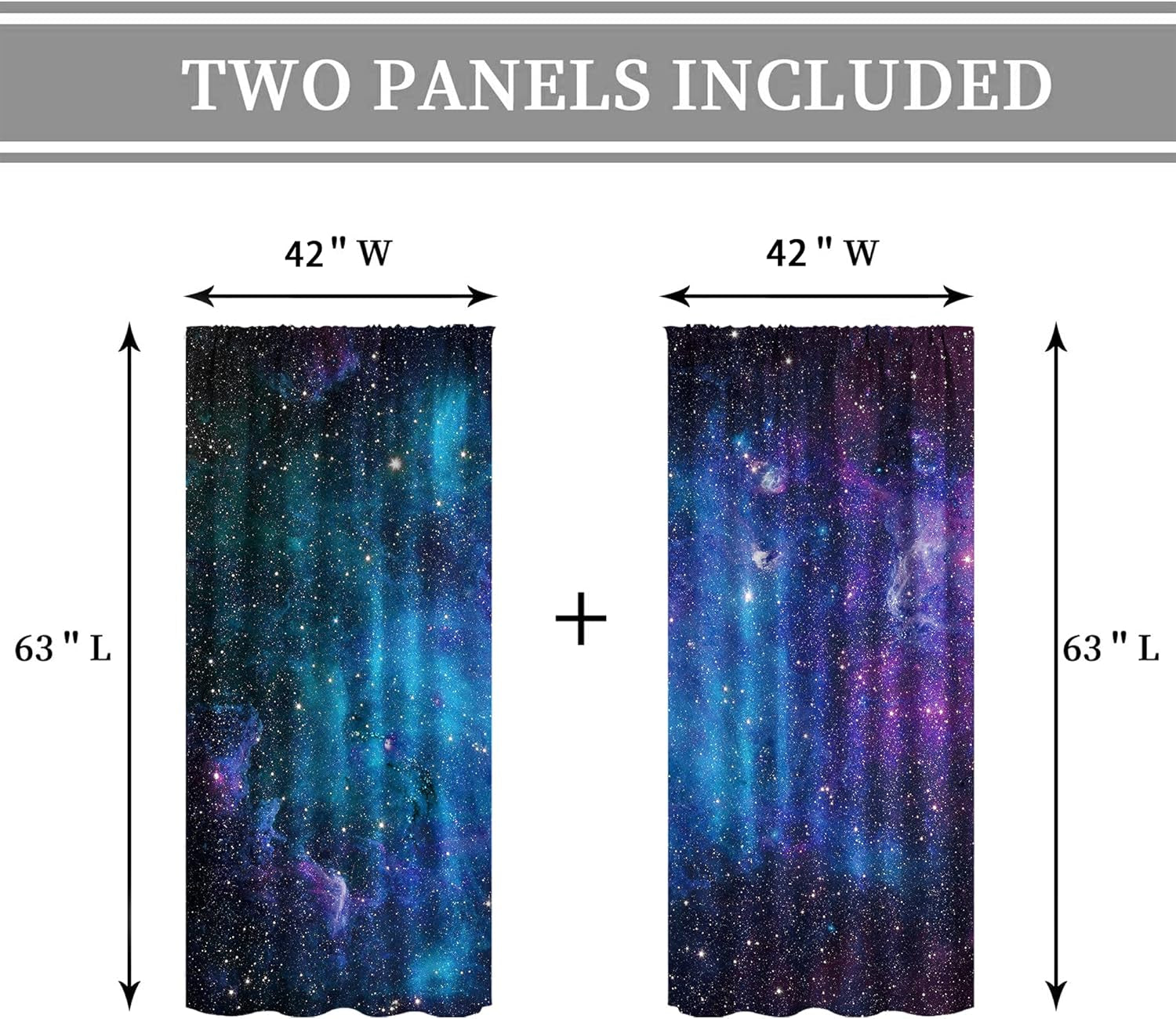 Kids Galaxy Outer Space Curtains 42x63 Inch – 2 Panels