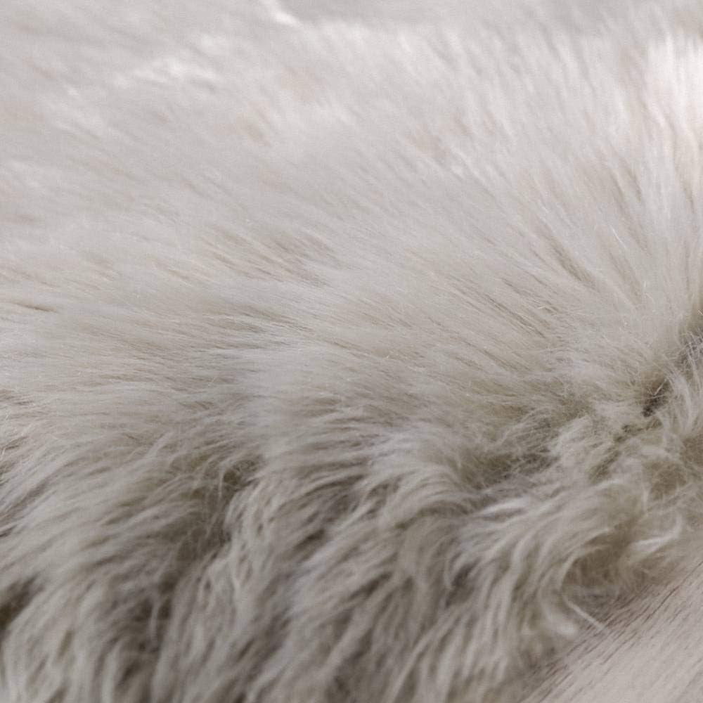 Grey Fluffy Faux Sheepskin Rug 2x3ft – Soft Shaggy Floor Mat for Bedroom