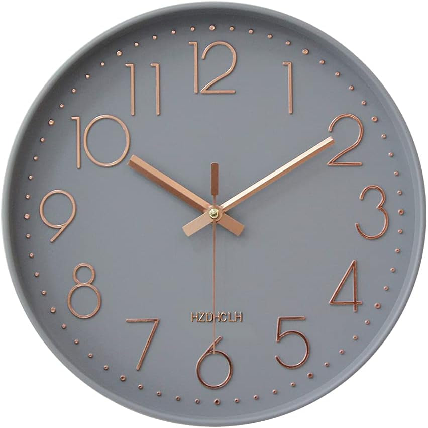 Silent Wall Clock for Living Room, Bedroom & Office – 12" Non-Ticking Battery Clock