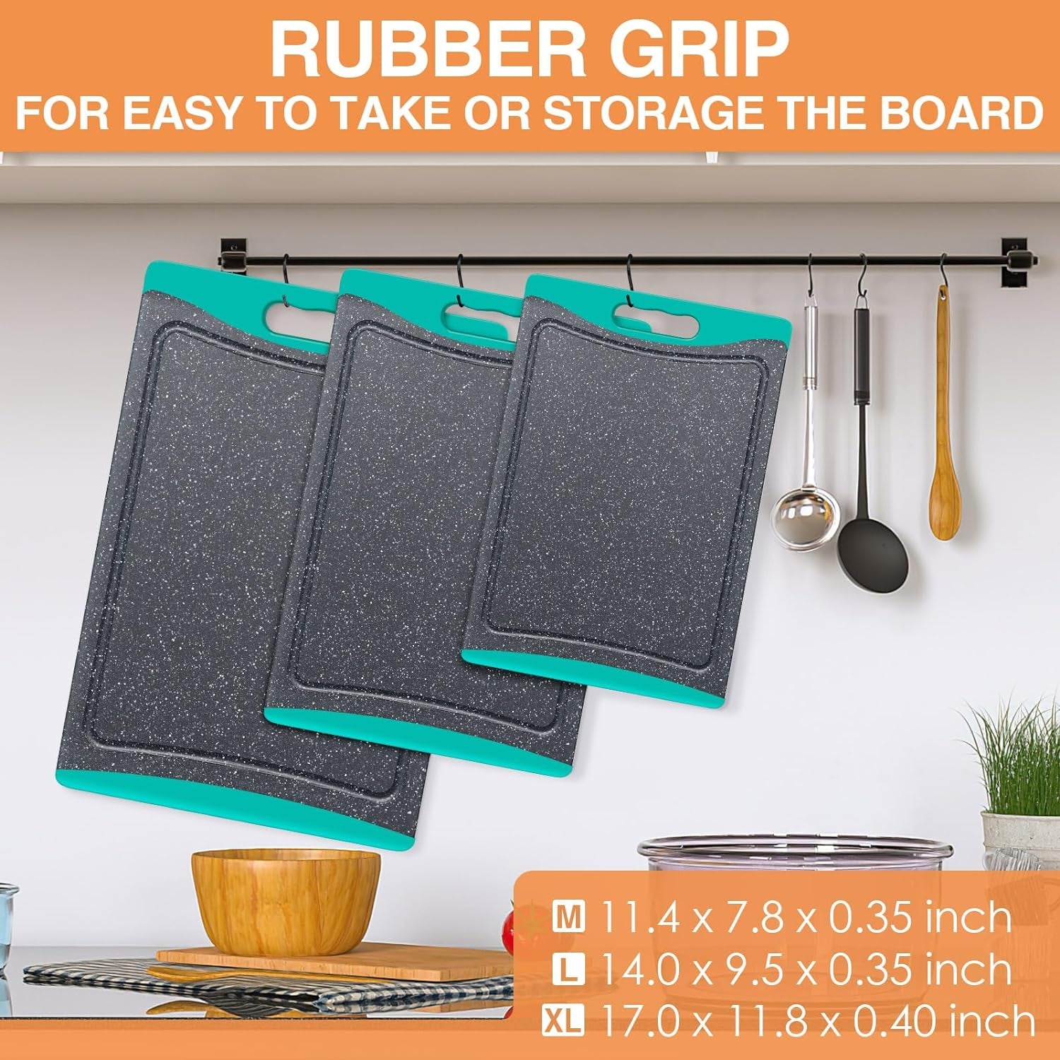 Extra Large Plastic Cutting Board Set of 3 – Non-Slip Dishwasher Safe with Juice Grooves
