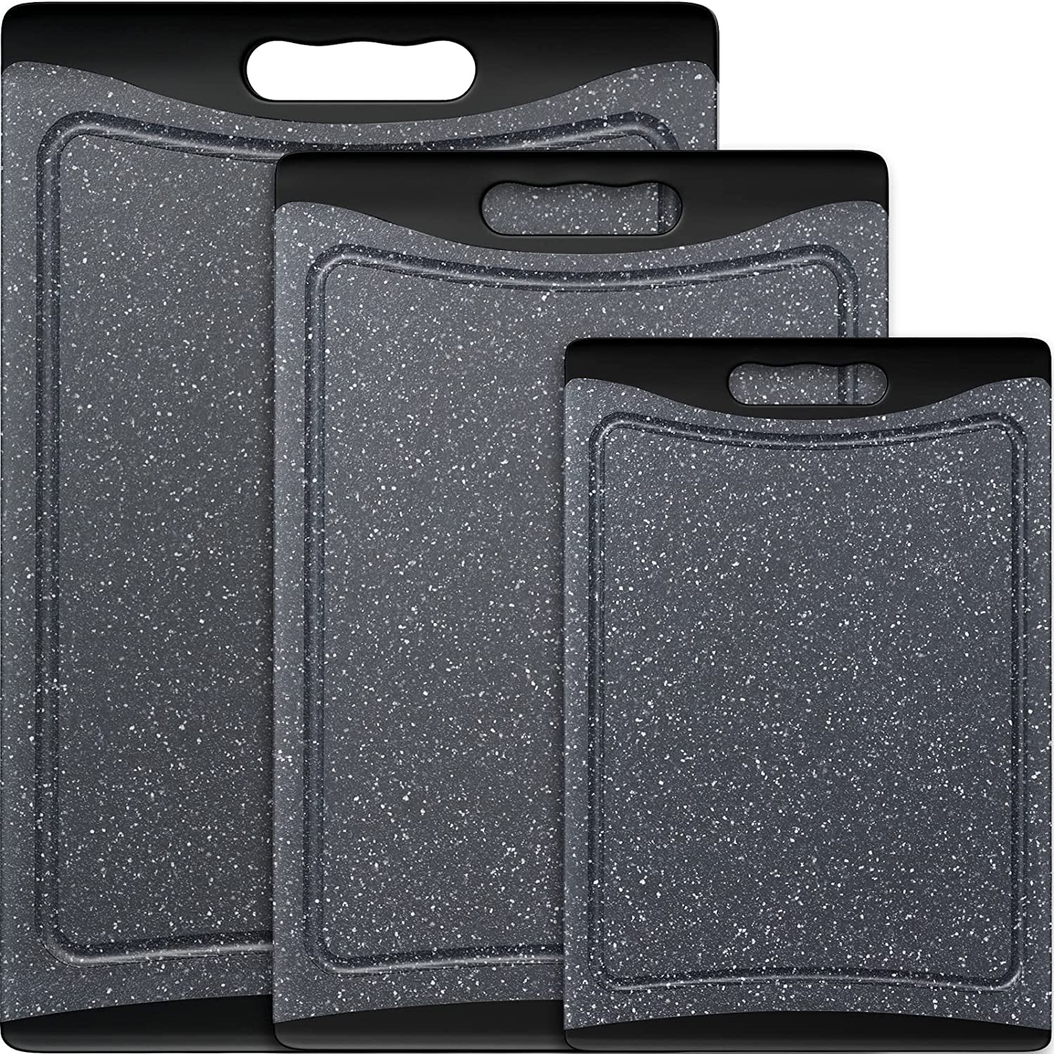 Extra Large Plastic Cutting Board Set of 3 – Non-Slip Dishwasher Safe with Juice Grooves