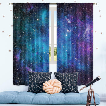 Kids Galaxy Outer Space Curtains 42x63 Inch – 2 Panels