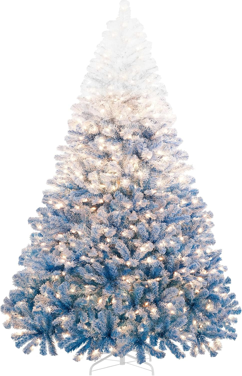 4.5Ft Snow Flocked Pre-Lit Christmas Tree with 150 Warm White Lights & Foldable Metal Stand