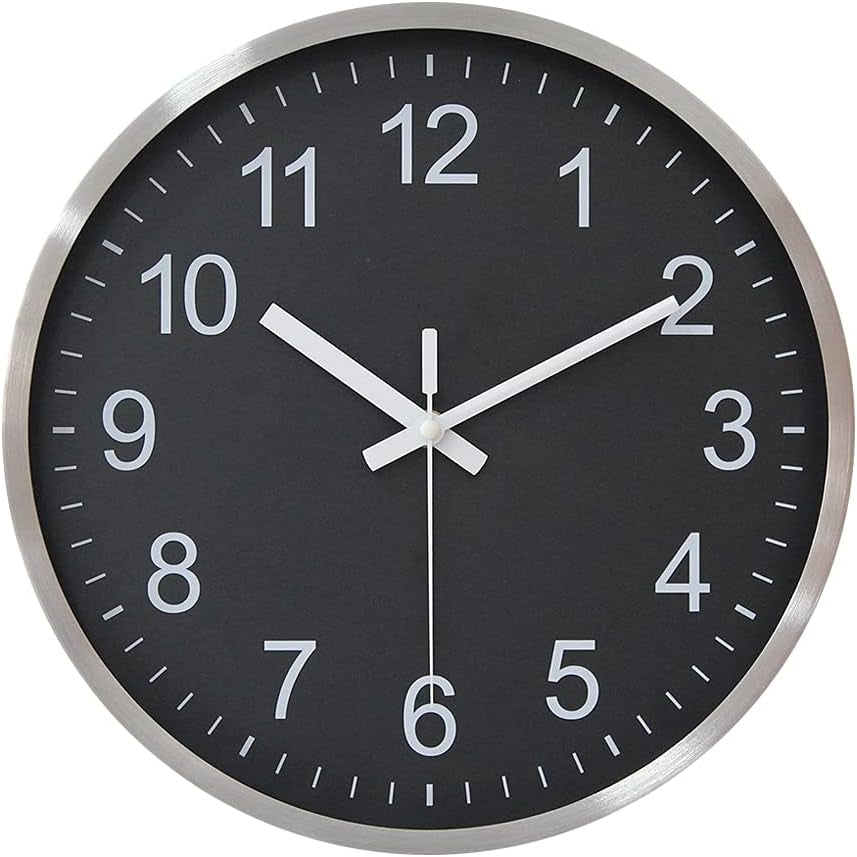 Silent Wall Clock for Living Room, Bedroom & Office – 12" Non-Ticking Battery Clock