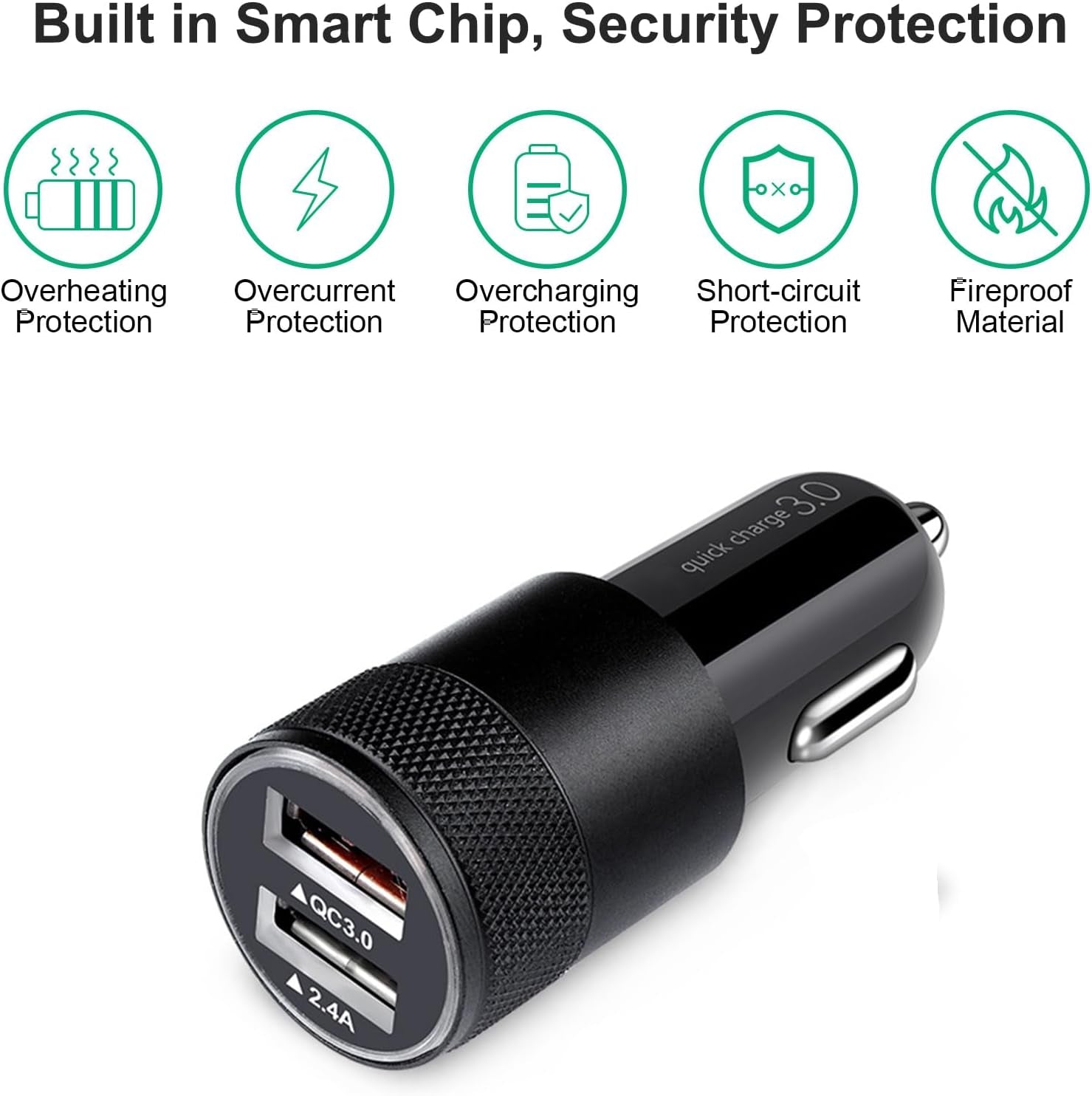 Fast Car Charger Dual USB 30W Quick Charge Adapter