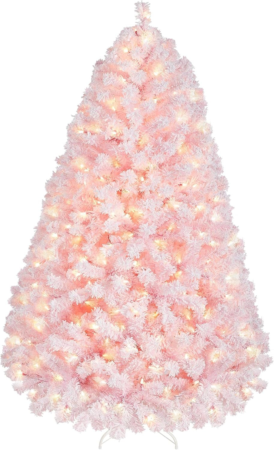 4.5Ft Snow Flocked Pre-Lit Christmas Tree with 150 Warm White Lights & Foldable Metal Stand