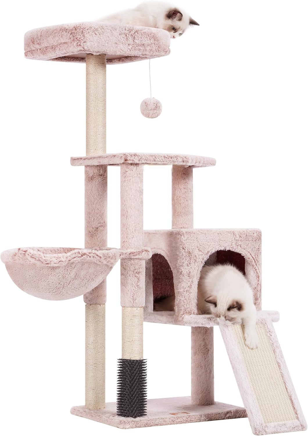 Cat Tree Tower with Self Groomer & Cozy Condo for Indoor Cats