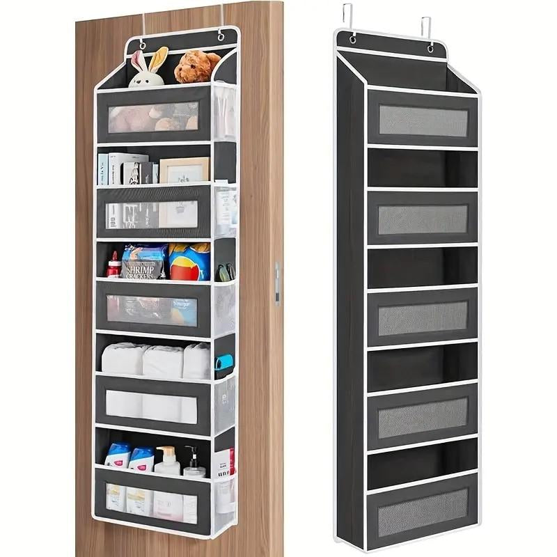 Large Pocket Hanging Storage Cabinet 5-Tier Shelf with 10 Large Capacity Pockets Anti-Tipping Door Wardrobe for Bedroom Use Heavy Duty Load Lightweight Organizer Over-The-Door Multi-Pocket Weight Lb