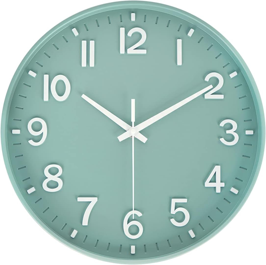 Silent Wall Clock for Living Room, Bedroom & Office – 12" Non-Ticking Battery Clock