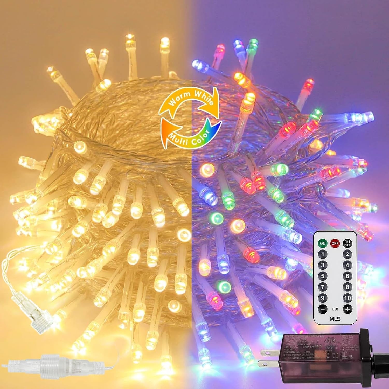 200 LED Warm White Christmas String Lights – 66FT Waterproof with Timer & 13 Modes