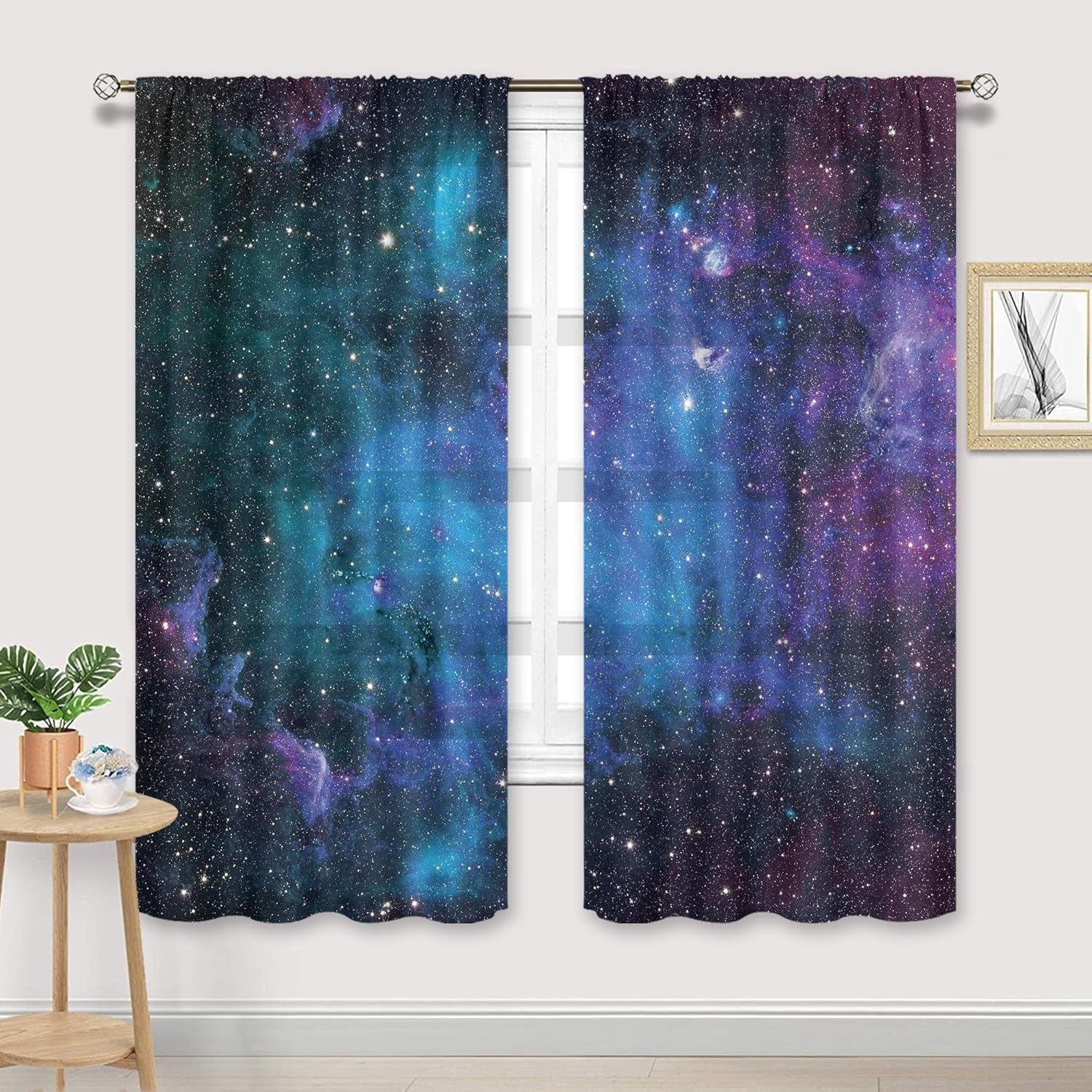 Kids Galaxy Outer Space Curtains 42x63 Inch – 2 Panels