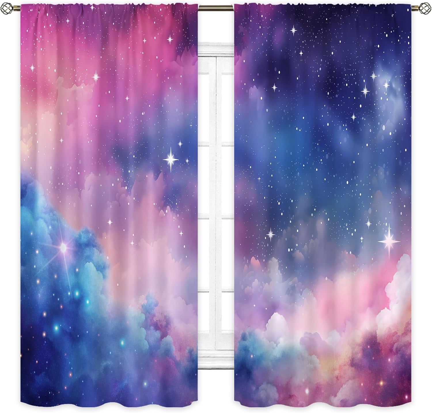 Kids Galaxy Outer Space Curtains 42x63 Inch – 2 Panels