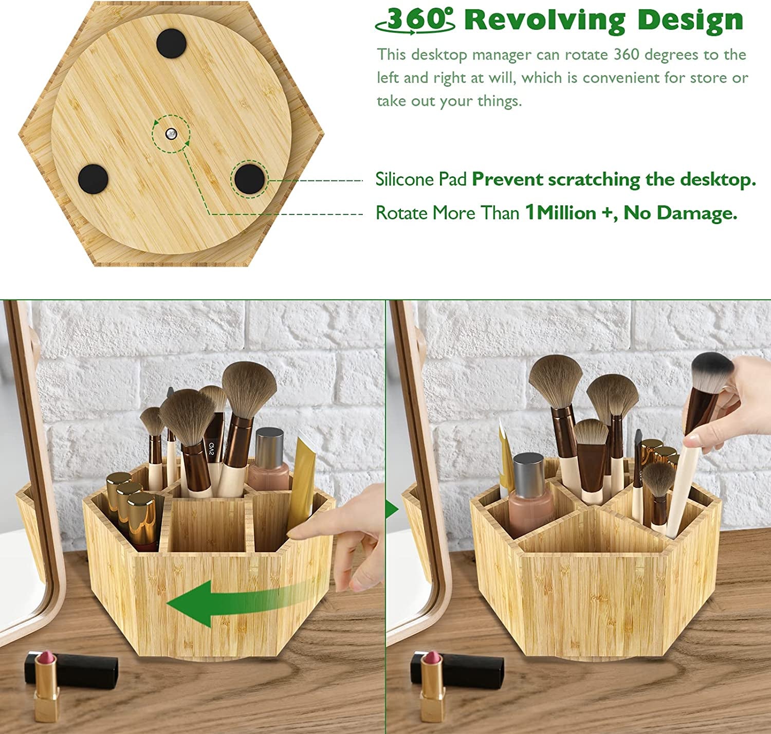 Bamboo Rotating Art Supply Organizer