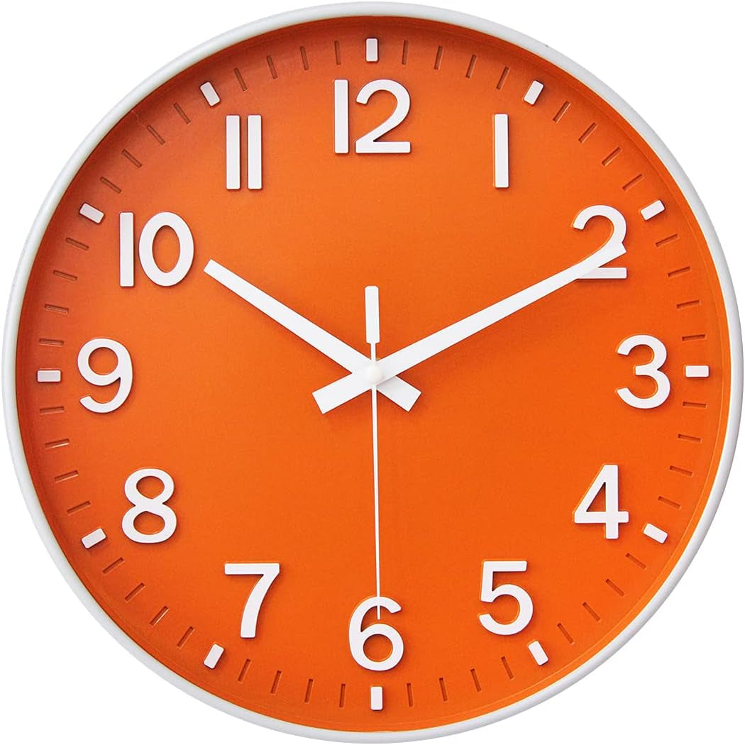 Silent Wall Clock for Living Room, Bedroom & Office – 12" Non-Ticking Battery Clock